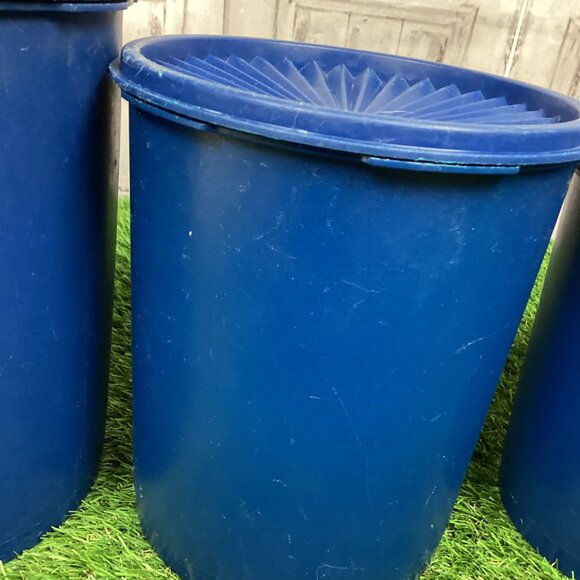 Vintage Tupperware Canister Containers Dark Blue With Lids (4) - Picture 6 of 16
